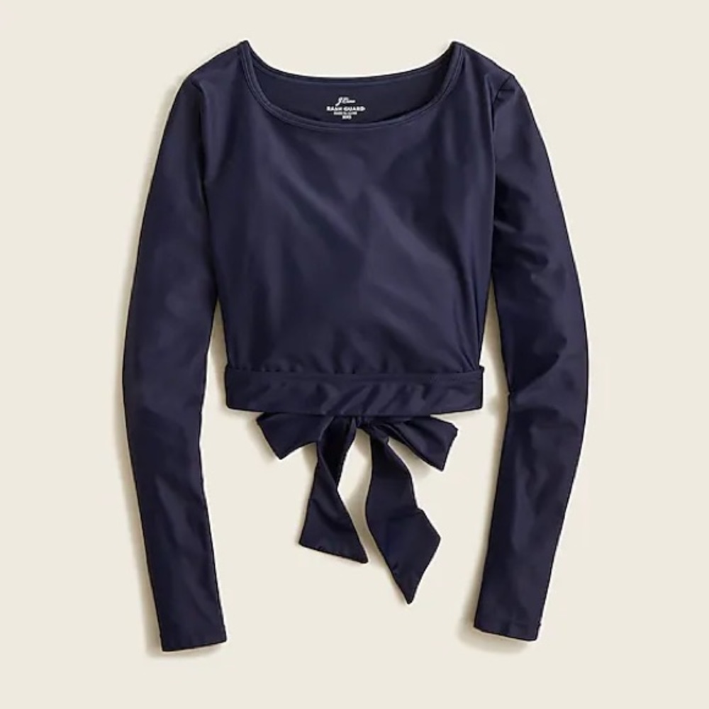 J. Crew cropped dbl wrap black rash guard, size small